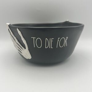 Rae Dunn Halloween Party Skeleton Big Serving Bowl TO DIE FOR Candy Punch Popcor